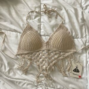 Women’s crochet nude bralette top